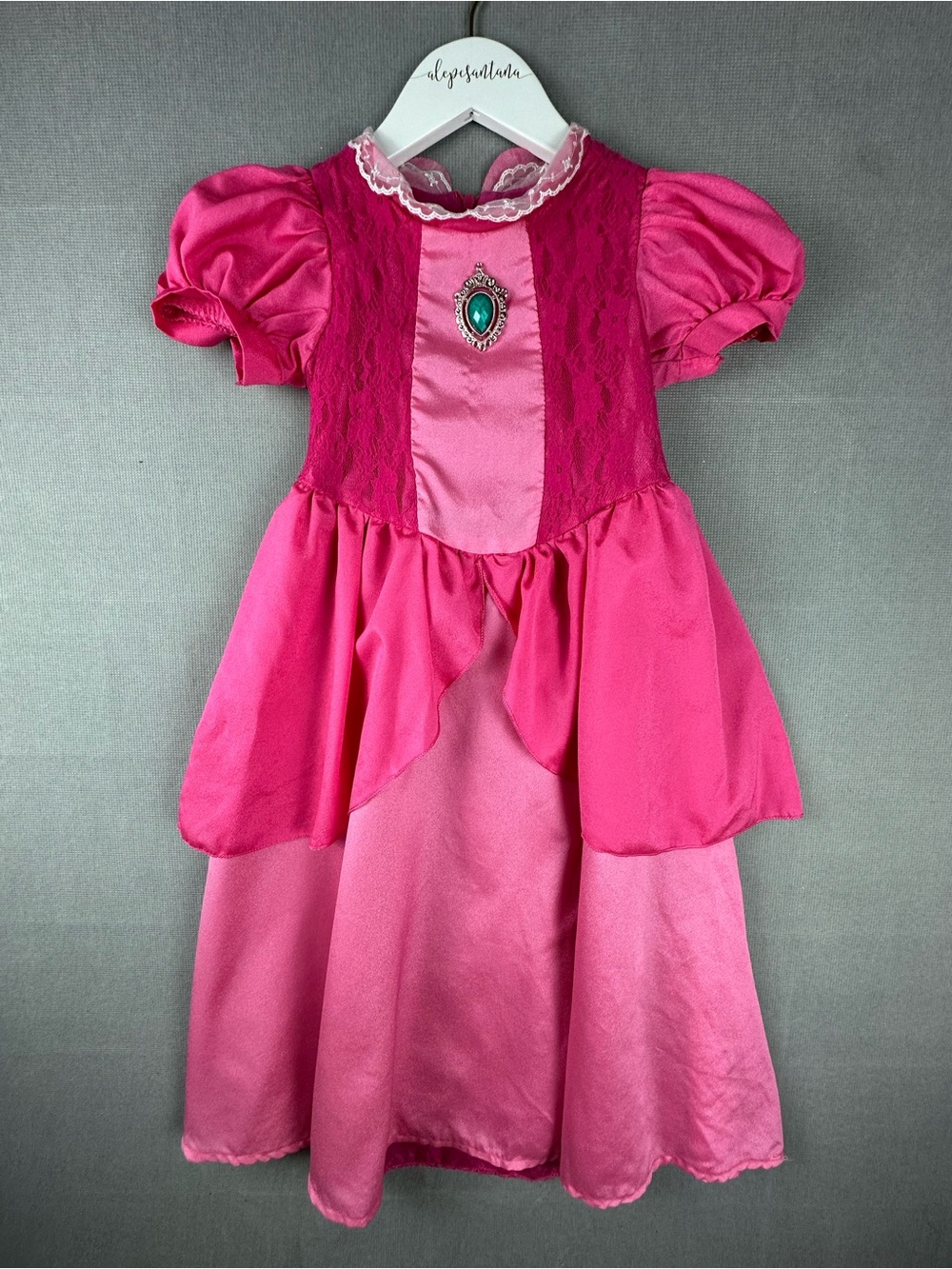 Aurora Inspired Princess Dress Girls Size 110 / US 4-5T Pink Lace Puff Sleeve